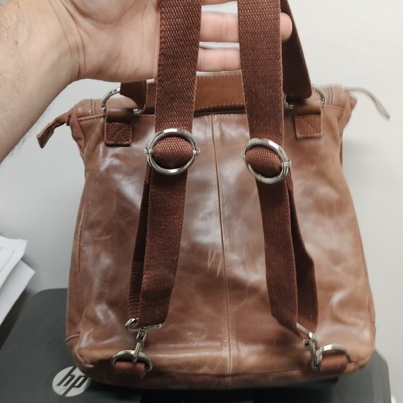 The Sak brown leather backpack/crossbody/shoulder bag. - Picture 6 of 16